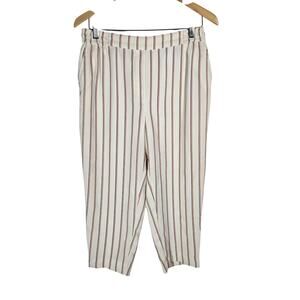 Anthropolgie The Essential Pullon Trouser Stripe Ankle Preppy Coastal Small‎